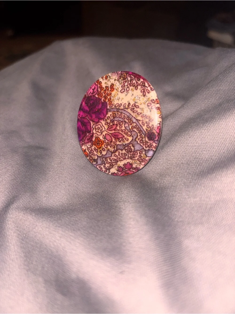 Pink Floral Oval Hair Accessory - Women's Hair Accent